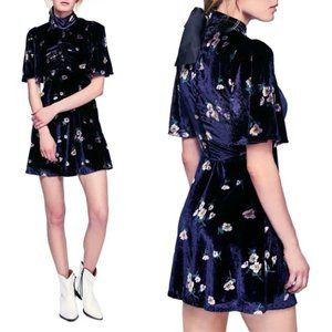 Free People Navy Be My Baby Velvet Dress